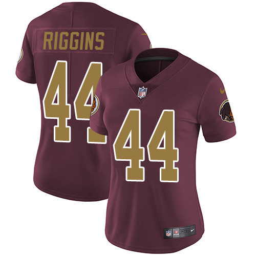 Womens Washington Redskins #44 Riggins Red Yellow Number Jersey