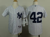 MLB New York Yankees #42 Rivera White Blue Pinstrip Youth Jersey