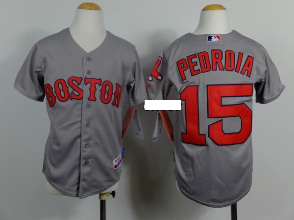 MLB Kid Jerseys Boston Red Sox #15 pedroia grey Jersey