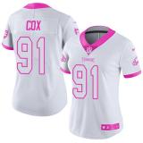 Women NFL Philadelphia Eagles #91 Cox White Pink Color Rush Jersey