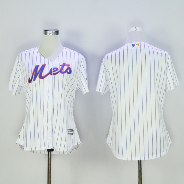 Women MLB New York Mets Blank White Jersey