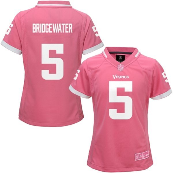 Womens NFL Minnesota Vikings #5 Briogewater Pink Bubble Gum Jersey