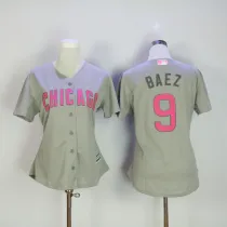 Womens MLB Chicago Cubs #9 Baez Mothers Day Grey Jersey