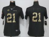 Women Nike Dallas Cowboys 21 Elliott Anthracite Salute To Service Elite Jersey