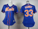 Women MLB New York Mets #33 Harvey Blue Jersey