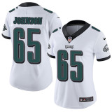 Womens Nike Philadelphia Eagles #65 Johnson White Jersey