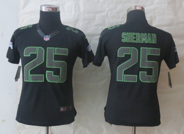 Women Nike Seattle Seahawks 25 Sherman Impact Limited Black Jerseys