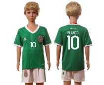 2016 Soccer Mexico #10 Blanco Home Kids Jersey