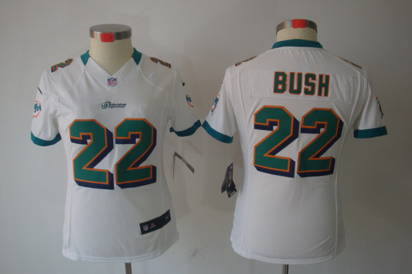 #22 Bush White Miami Dolphins Women Nike limited jersey