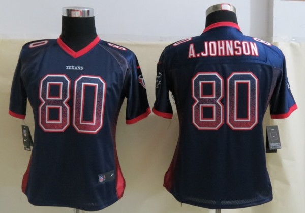 Women 2013 NEW Nike Houston Texans 80 A.Johnson Drift Fashion Blue Elite Jerseys