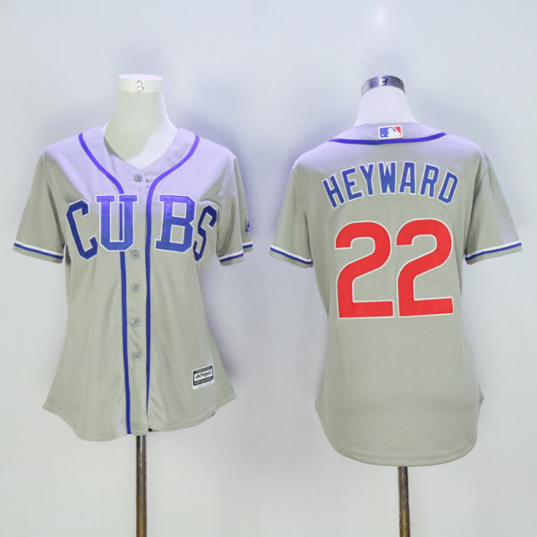 Women Chicago Cubs #22 Heyward Grey Jersey