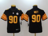 Kids NFL Pittsburgh Steelers #90 Watt Black Color Rush Limited Jersey