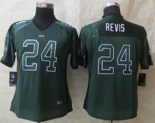 Women 2014 New Nike New York Jets 24 Revis Drift Fashion Green Elite Jerseys