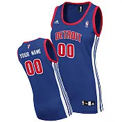 Women Custom Road Detroit Pistons Jersey in Blue