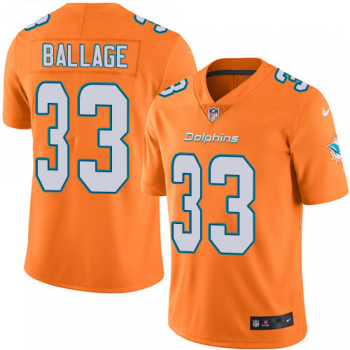 NFL Dolphins 33 Kalen Ballage 2018 NFL Draft Color Rush Orange Limited Men Jersey