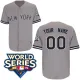 Personalized 2009 World Series Patch Road MLB Grey New York Yankees Jersey