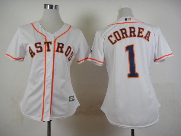 MLB Houston Astros #1 Correa White Women 2015 Jersey