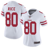 Women San Francisco 49ers #80 Rice White Vapor Untouchable Limited Jersey