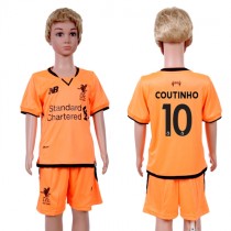 2017 Soccer Club Liverpool #10 Coutinho Away Kids Jersey
