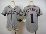 Kids MLB Houston Astros #1 Correa Grey Jersey