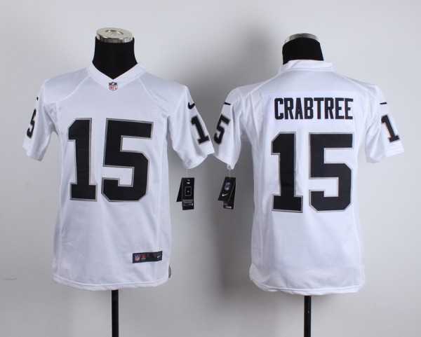 Nike Oakland Raiders #15 Crabtree White Kids Jersey