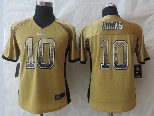 Women New Nike New Orleans Saints 10 Cooks Drift Fashion Gold Elite Jerseys