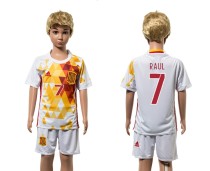 2016 Soccer Spain #7 Raul Away Kids Jersey