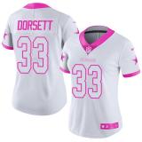 Women NFL Dallas Cowboys #33 Dorsett White Pink Color Rush Jersey