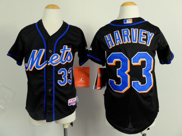 MLB New York Mets #33 Harvey Black Youth Jersey