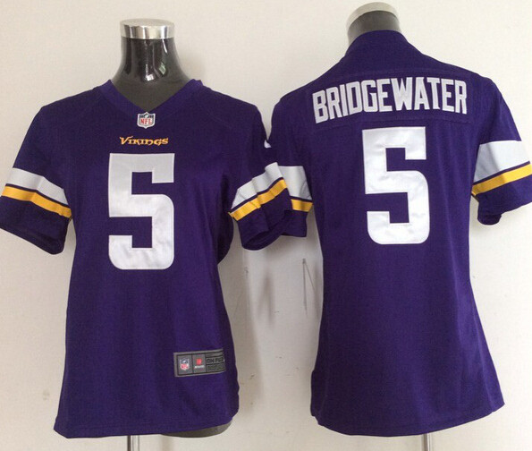 New Nike Minnesota vikings 5 Bridgewater Purple Women Jerseys