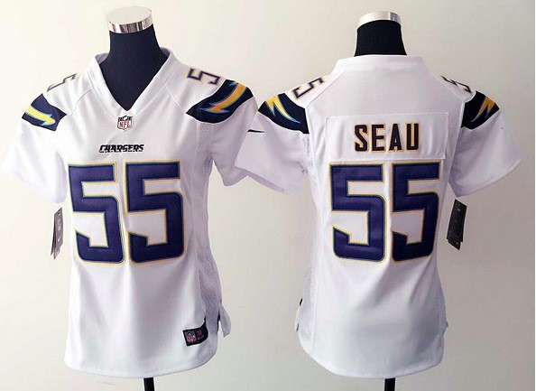 Women San Diego Chargers #55 Seau White Jersey