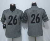 Women New Pittsburgh Steelers 26 Bell Gray Gridiron Gray Limited Jersey