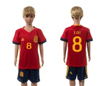 2016 Soccer Spain #8 Xavi Home Kids Jersey