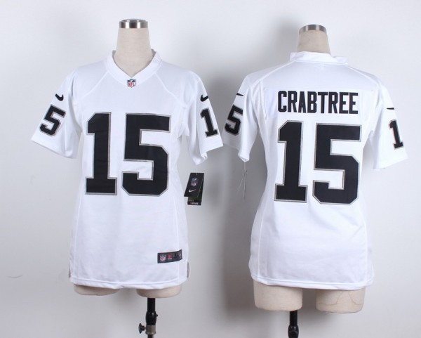 Nike NFL Oakland Raiders #15 Crabtree White Women Jersey