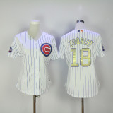 Womens Majestic Chicago Cubs #18 Zobrist Gold Program White Jersey