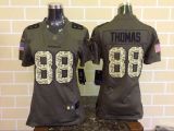 Womens NFL Denver Broncos #88 Thomas Salute for Service Green Jersey