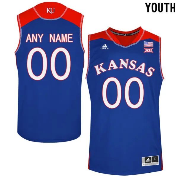 2016 Youth Kansas Jayhawks Customized College Basketball Authentic Jersey - Royal Blue