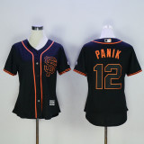 Women MLB San Francisco Giants #12 Panik Black Jersey