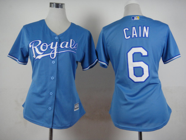 Women Kansas City Royals #6 Cain L.Blue 2015 MLB Jersey