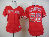 Women MLB Los Angeles Angels #56 Calhoun Red Jersey