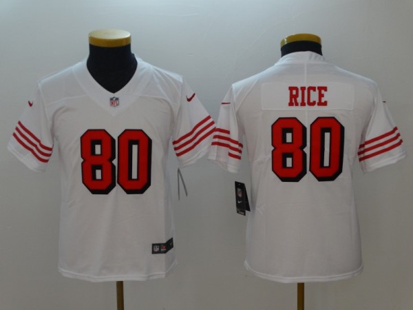 Youth San Francisco 49ers Jerry Rice Nike White Color Rush Vapor Untouchable Limited Retired Player Jersey