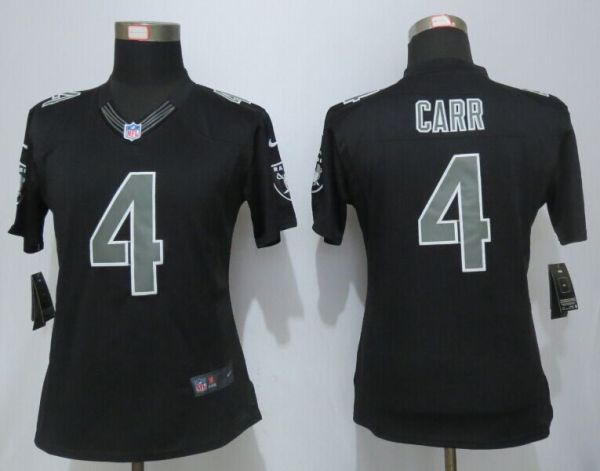 Women New Nike Oakland Raiders 4 Carr Impact Limited Black Jersey