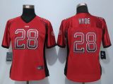 Women NEW Nike San Francisco 49ers 28 Hyde Drift Fashion Red Elite Jerseys