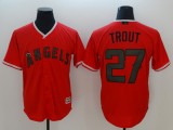 Men's Los Angeles Angels #27 Trout Majestic Scarlet Spring Training Cool Base Player Jersey