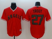 Men's Los Angeles Angels #27 Trout Majestic Scarlet Spring Training Cool Base Player Jersey