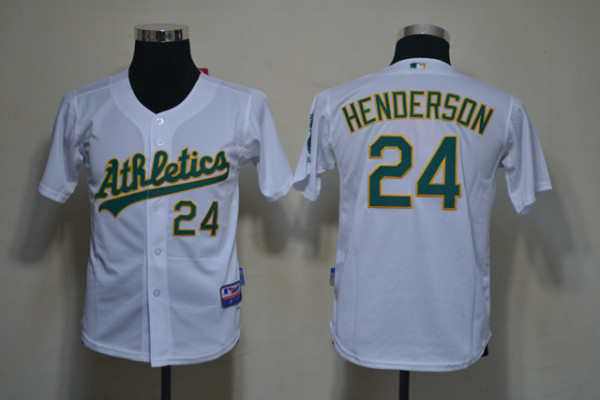 MLB Oakland Athletics #24 Henderson Kids Jersey - White