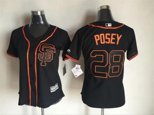 Womens San Francisco Giants #28 Posey Black Jersey