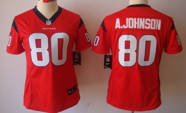 Red A.Johnson Women Game Nike NFL Houston Texans #80 Jersey