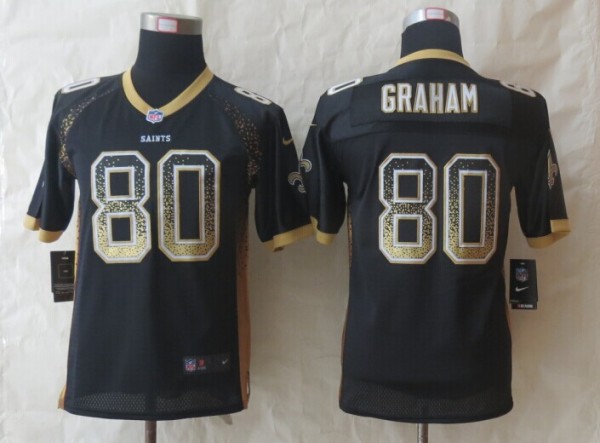 Youth 2014 New Nike New Orleans Saints 80 Graham Drift Fashion Black Elite Jerseys