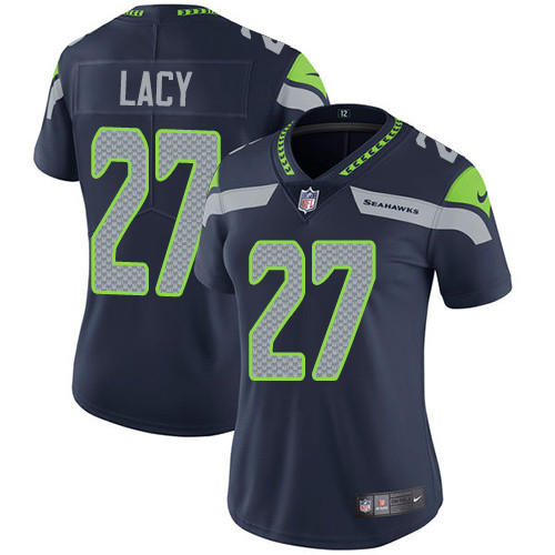 Womens NFL Seattle Seahawks #27 Lacy Blue Jersey